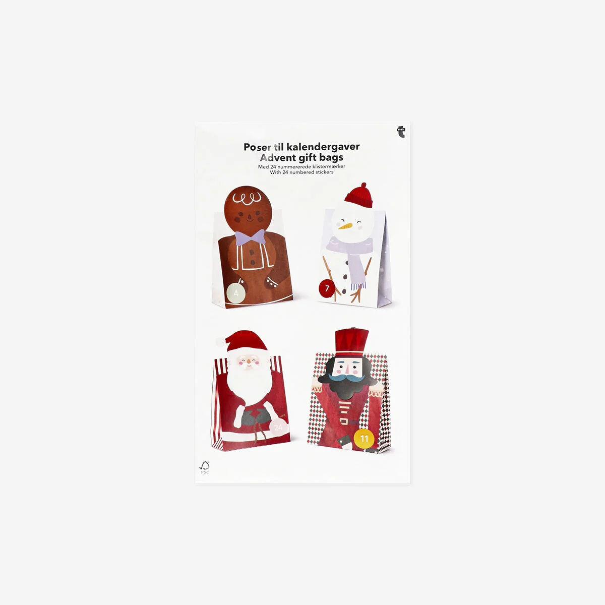 Advent gift bags with numbers and Christmas characters - 24 pcs - Image 3