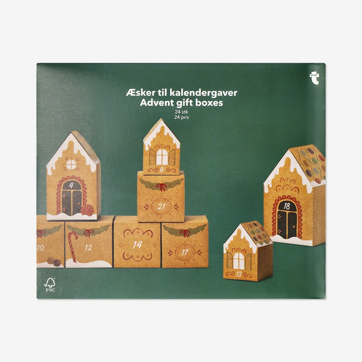 Advent gift boxes in gingerbread house design - 24 pcs - Image 3