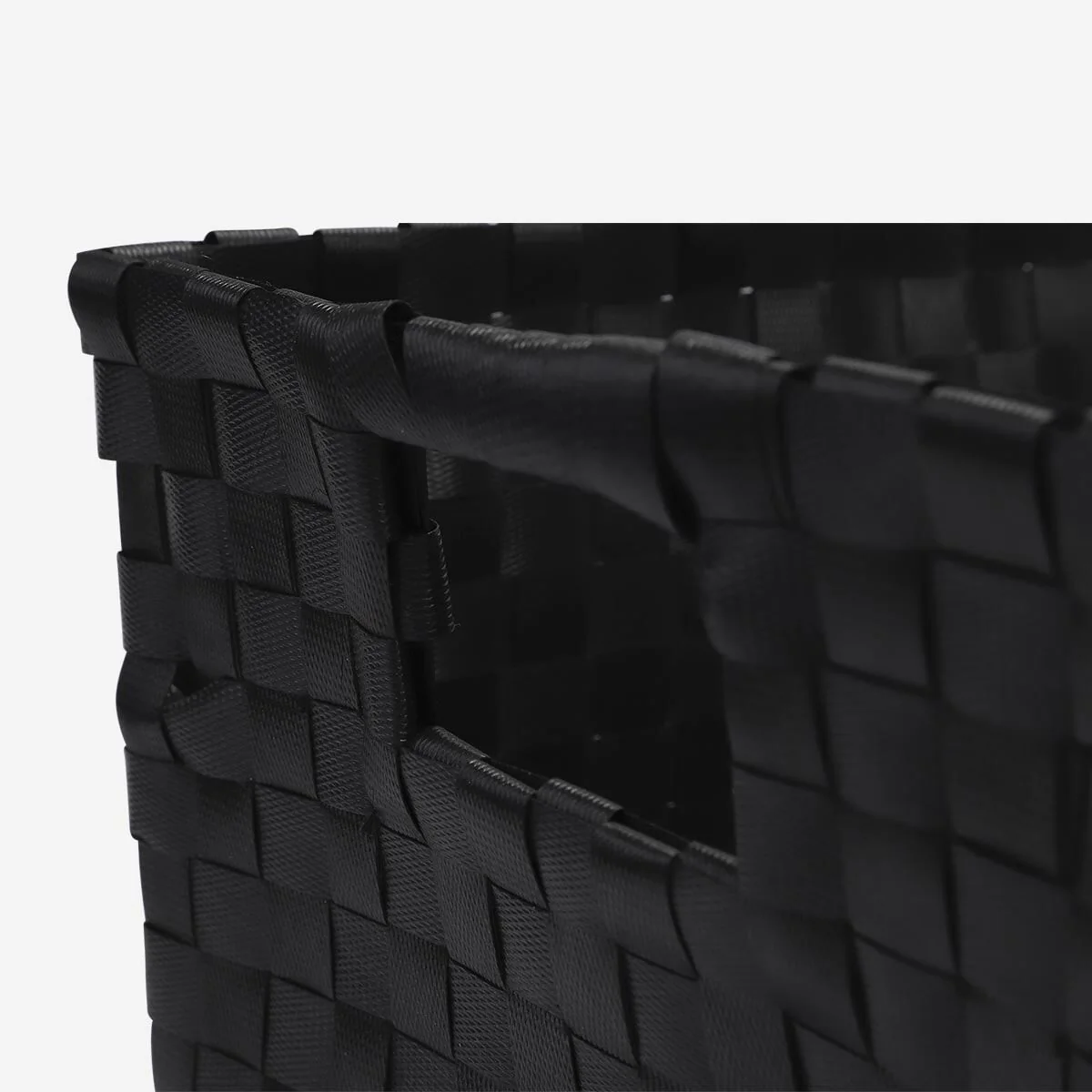 Black Storage Basket in Braided Plastic - Image 3