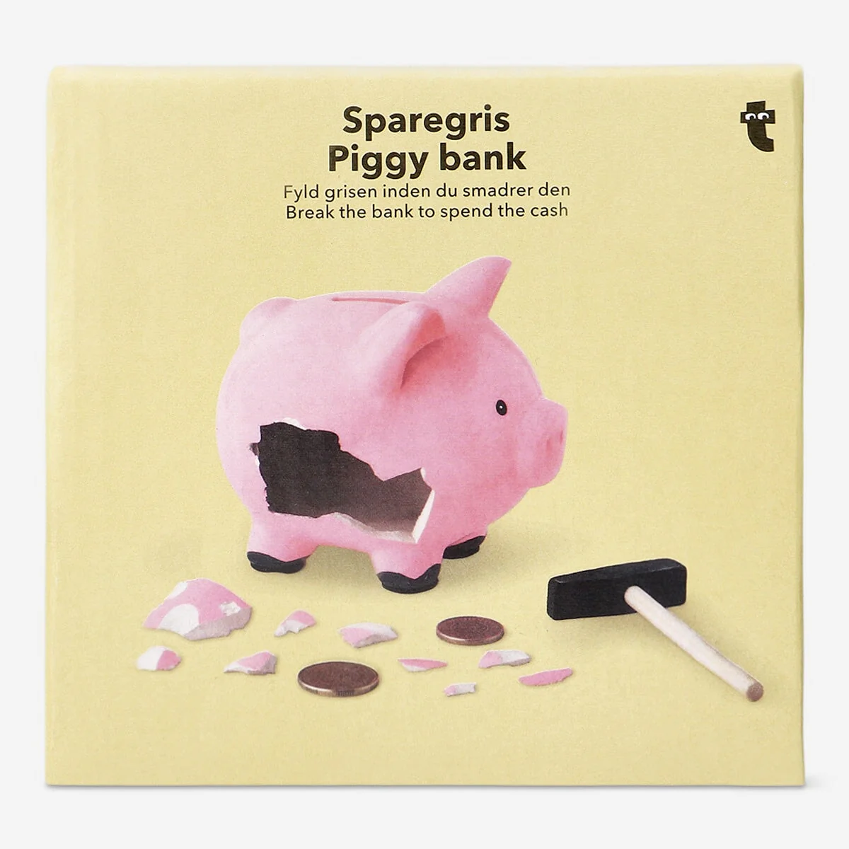 Pink piggy bank with hammer - Image 3
