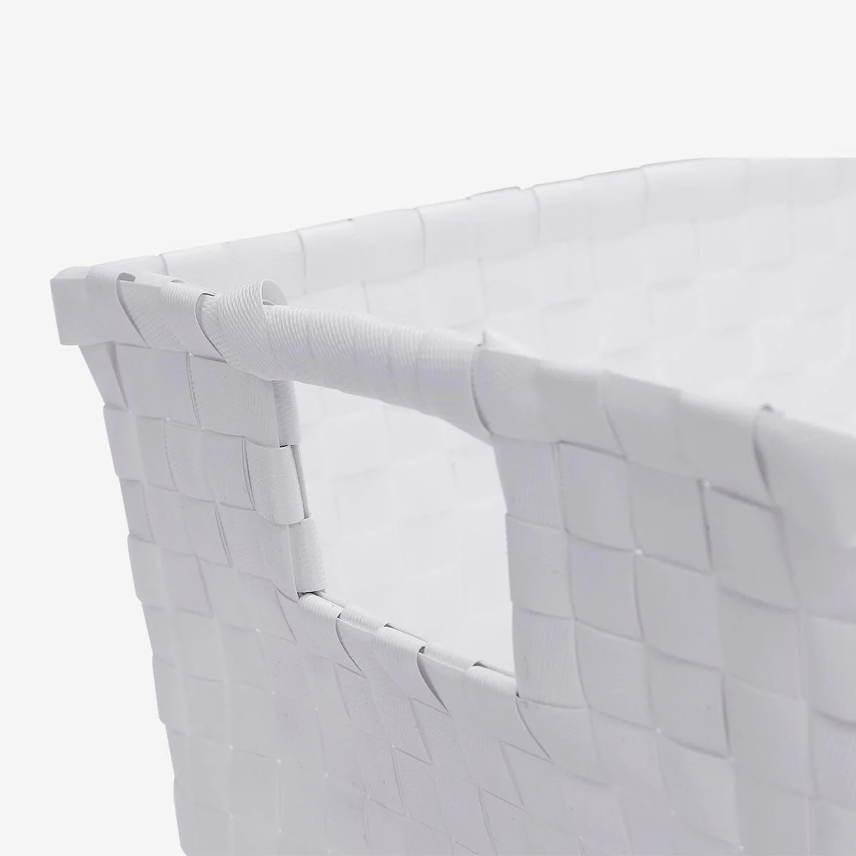 White Storage Basket in Braided Plastic - Image 3